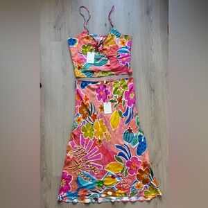 NWT Spell Margi Hour Bias Multicolor Floral Tank And Skirt Set Paloma Size 3X